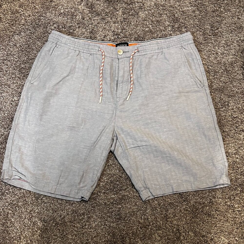 Scotch and Soda Men's Seasonal Core Fave Grey Cotton/Linen Shorts